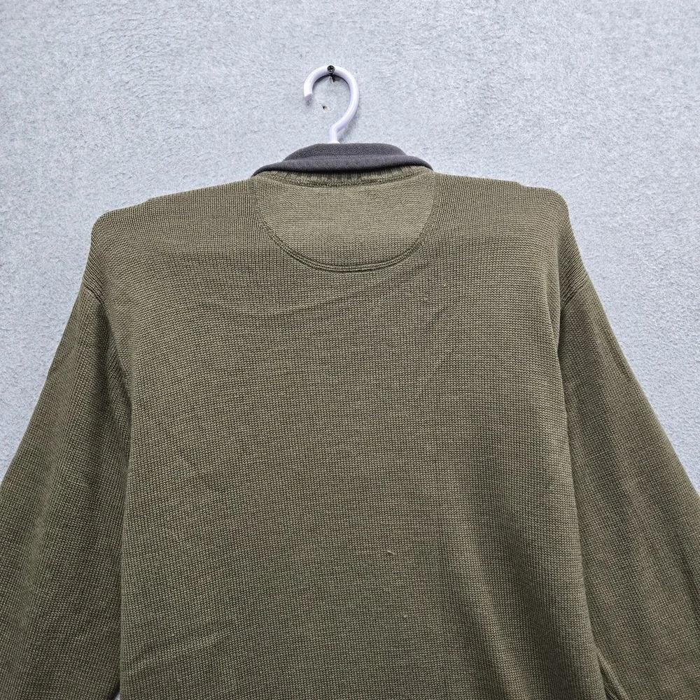 VINTAGE The North Face Men Sweatshirt L Olive A5 Wool Embroidered Quarter Zip